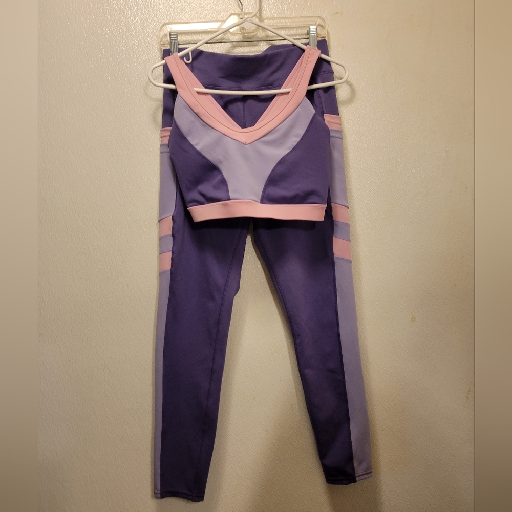 2 Piece Pop Fit Purple and Pink Activewear Set L Top XL bottoms